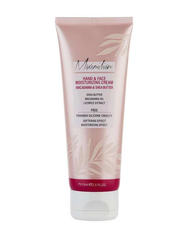 کرم مرطوب کننده دست و صورت ماکسیمیلیان Maximilian مناسب پوست خشک و خیلی خشک حاوی شی باتر و ماکادمیا 75ml
