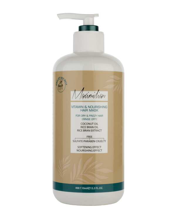 ماسک موی مغذی و ویتامینه فاقد سولفات با آبکشی ماکسیمیلیان Maximilian حجم 400ml