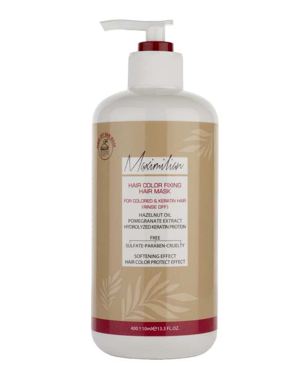 ماسک موی کراتین و کلاژن فاقد سولفات با آبکشی ماکسیمیلیان Maximilian حجم 400ml