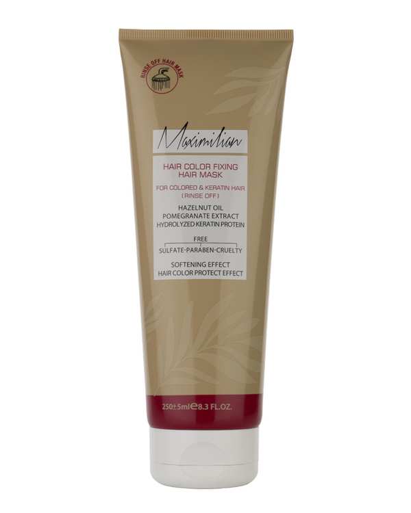 ماسک موی کراتین و کلاژن فاقد سولفات با آبکشی ماکسیمیلیان Maximilian حجم 250ml