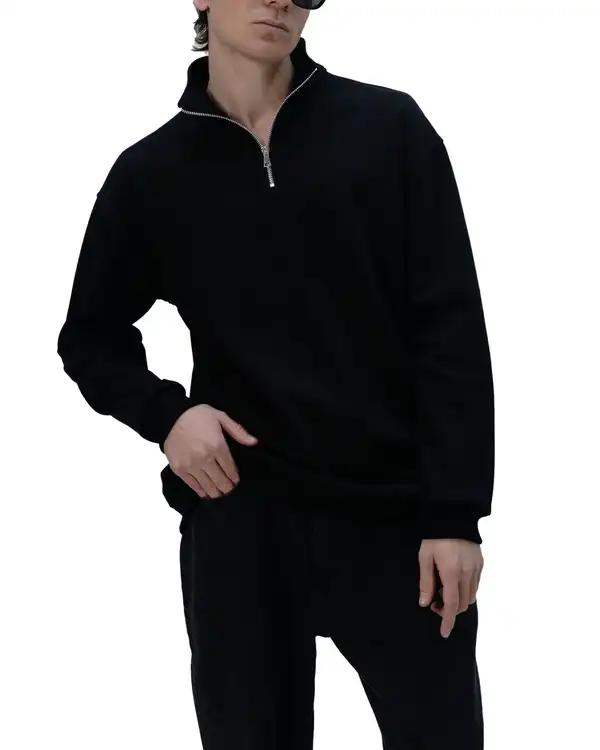 سویشرت مردانه نیم زیپ مشکی نفیر ور Nafir Wear کد 52010