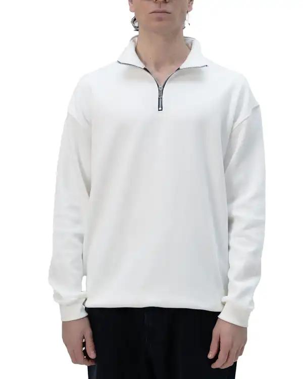 سویشرت مردانه نیم زیپ سفید نفیر ور Nafir Wear کد 52010