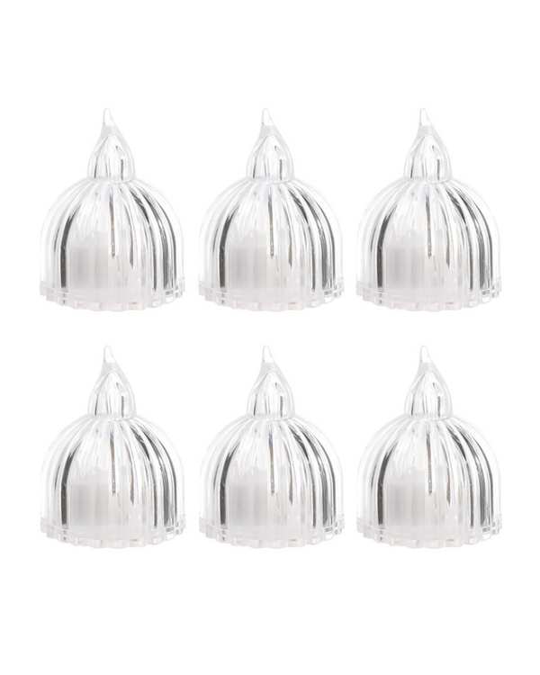 شمع ال ای دی مدل کریستالی شفاف طرح SUN مجموعه 6 عددی