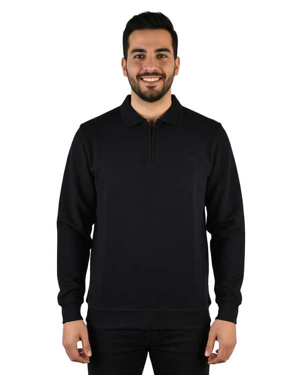 سویشرت مردانه نیم زیپ مشکی والیانت استایل Valiant Style کد D100101