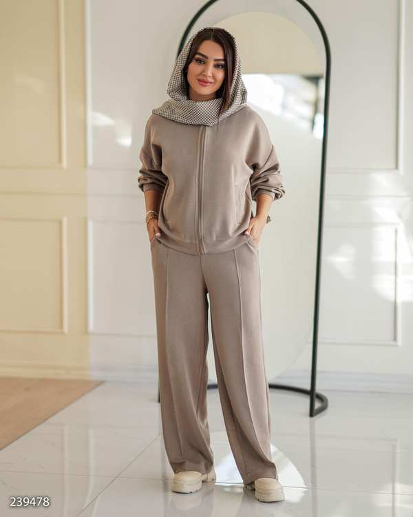 ست سویشرت و شلوار زنانه اویشو خاکی آماهی Amahi مدل روهان کد AA2394