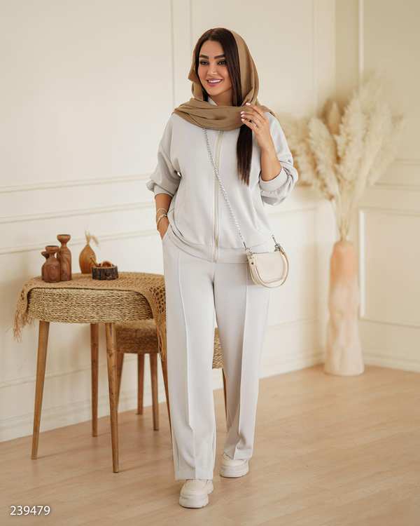 ست سویشرت و شلوار زنانه اویشو استخوانی آماهی Amahi مدل روهان کد AA2394