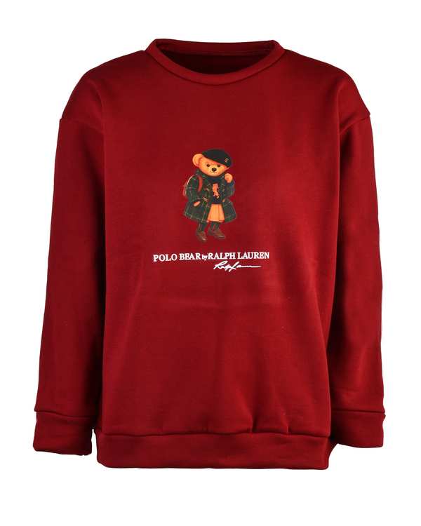 سویشرت زنانه زرشکی فشن Fashion طرح تدی کد 1016