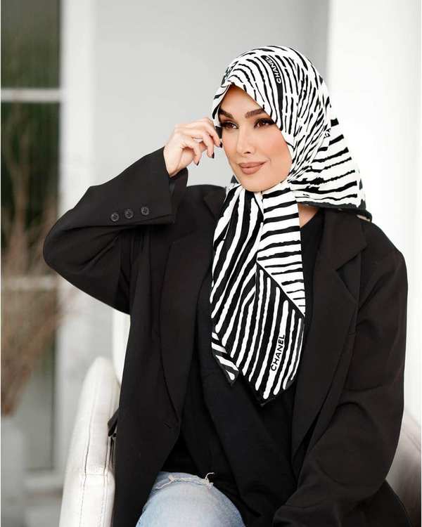 روسری زنانه ابریشم تویل سفید دست دوز جی دو GIDO کد 01045