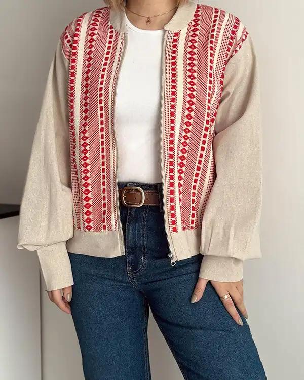 جکت زنانه کرم آماهی Amahi مدل Cherry کد AA511