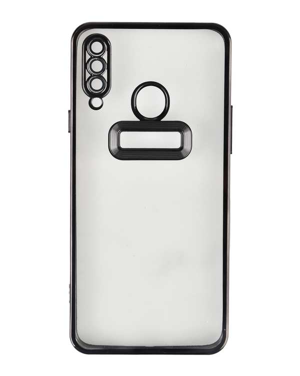 قاب گوشی سامسونگ A20s ژله ای شفاف الکتروپلیتینگ مشکی