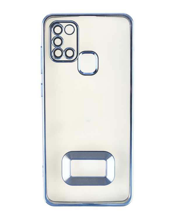 قاب گوشی سامسونگ A21s ژله ای شفاف الکتروپلیتینگ آبی آسمانی