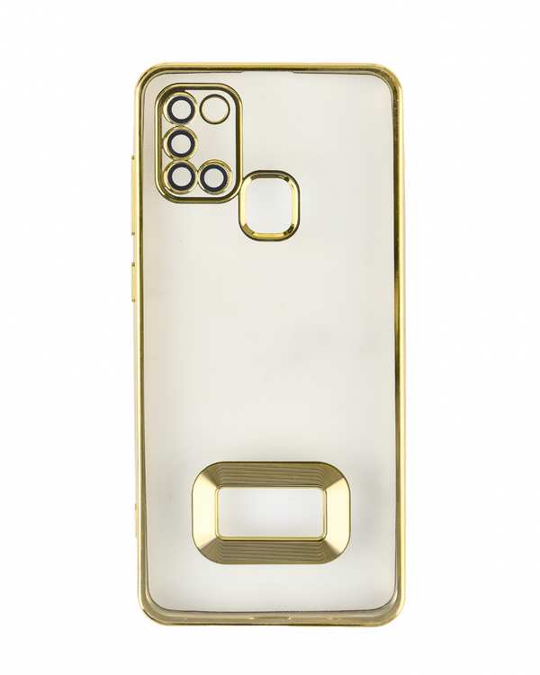 قاب گوشی سامسونگ A21s ژله ای شفاف الکتروپلیتینگ طلایی
