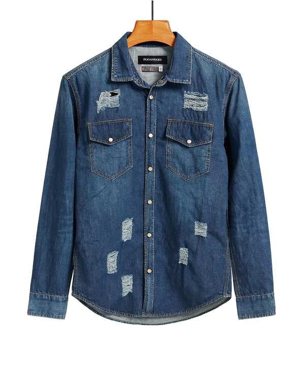 پیراهن جین مردانه آبی زاپ دار آماهی Amahi کد 600102