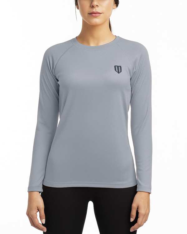 تیشرت ورزشی زنانه آستین بلند طوسی روشن یونی پرو Unipro کد 812394401