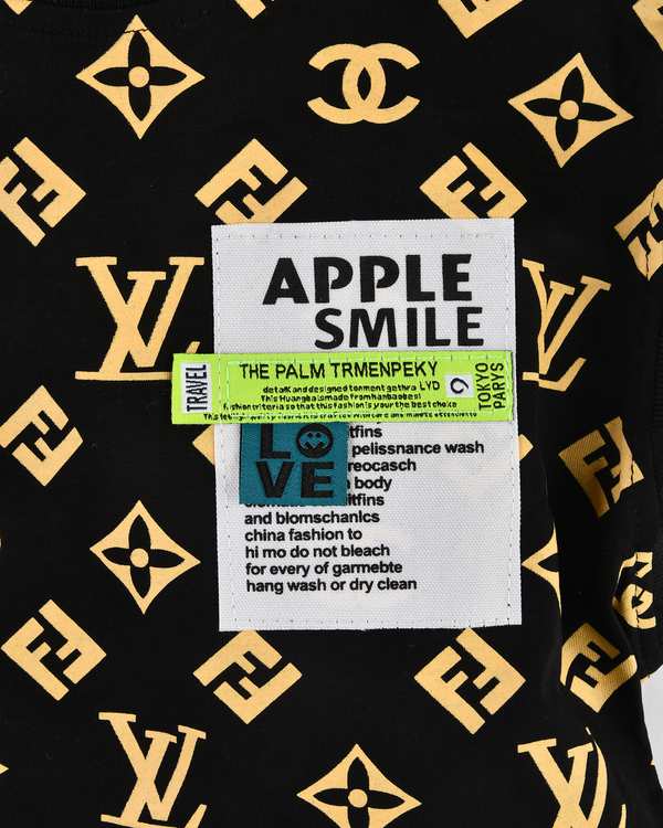 ست لباس پسرانه ست تی شرت و شلوارک پسرانه مشکی سارالی کیدز مدل Appl smile - تصویر 3