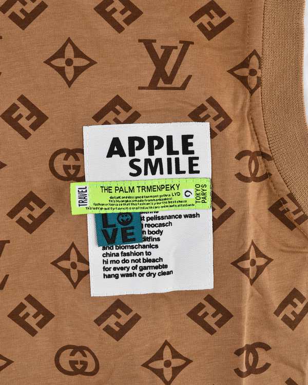 ست لباس پسرانه ست تی شرت و شلوارک پسرانه قهوه ای سارالی کیدز مدل Appl smile - تصویر 3