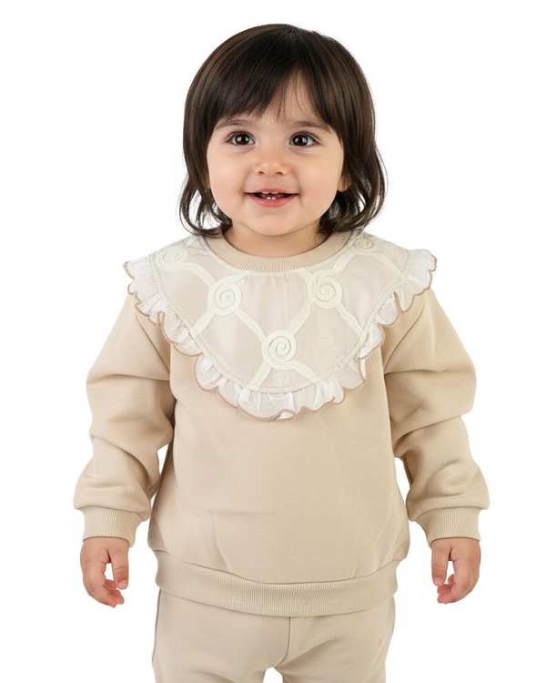 بلوز دخترانه کرم سارالی کیدز طرح گل