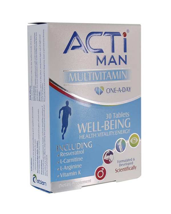قرص مولتی ویتامین اکتی من ابیان دارو بسته 30 عددی