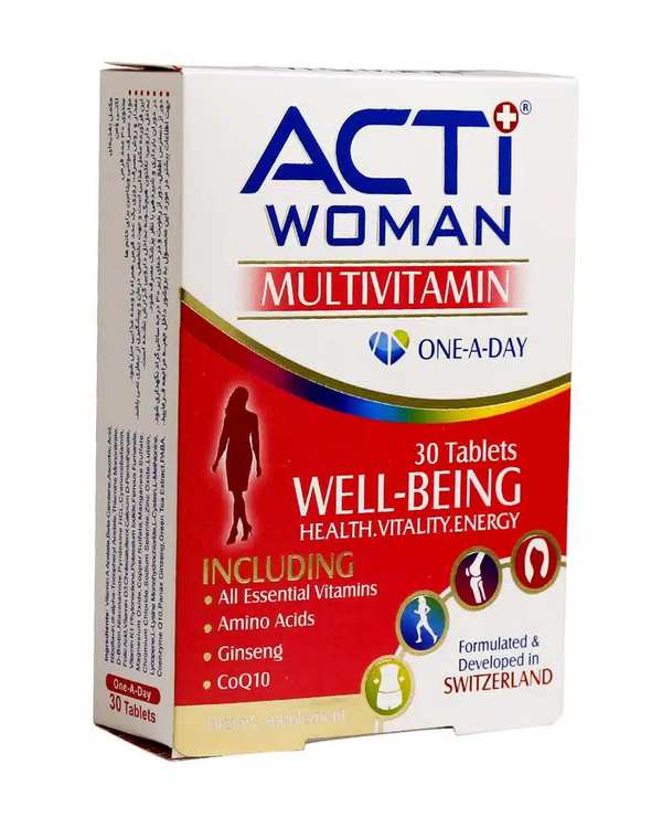 قرص مولتی ویتامین اکتی وومن ابیان دارو بسته 30 عددی