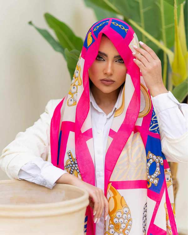 شال زنانه وال ترک سرخابی جی دو GIDO طرح چنل کد 845