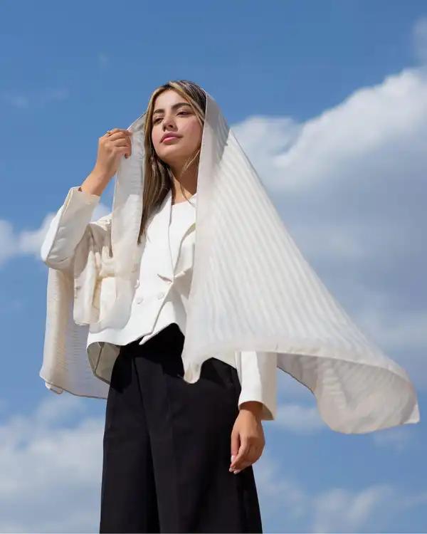 شال زنانه نخی نخودی جی دو GIDO کد 749