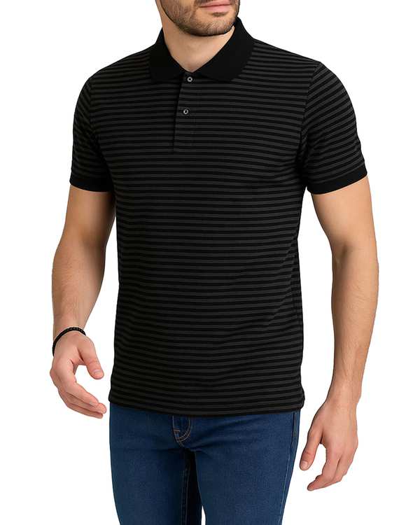پولوشرت مردانه آستین کوتاه یقه برگردان مشکی باینت Baynet مدل 1-812