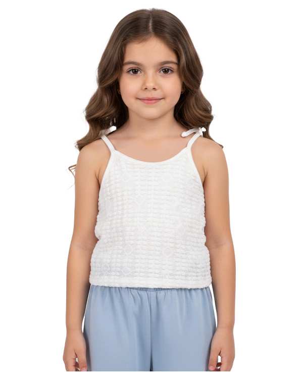 تاپ دخترانه دانتل سفید مرینو Merino کد 1880