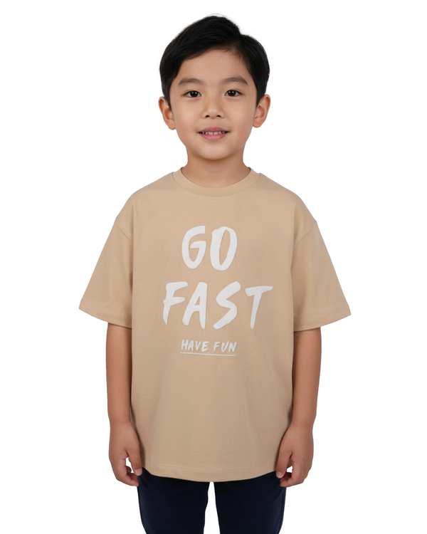تیشرت پسرانه کرم مرینو Merino طرح FAST کد 1888