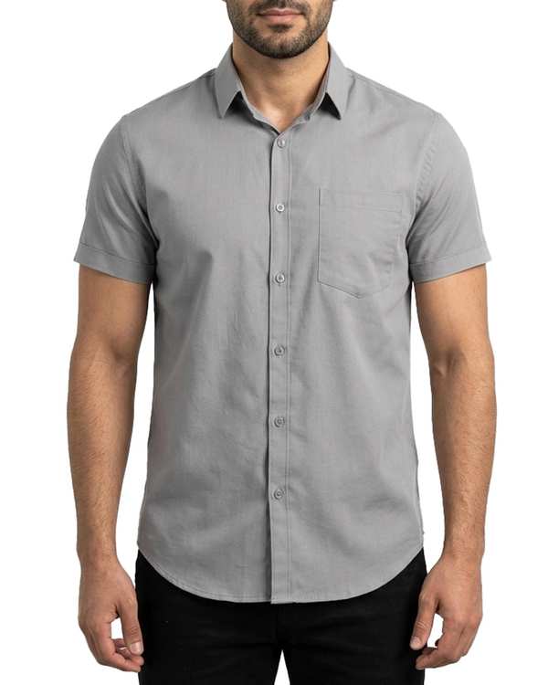 پیراهن مردانه آستین کوتاه طوسی والیانت استایل Valiant Style مدل شانلی TSHS کد P202701
