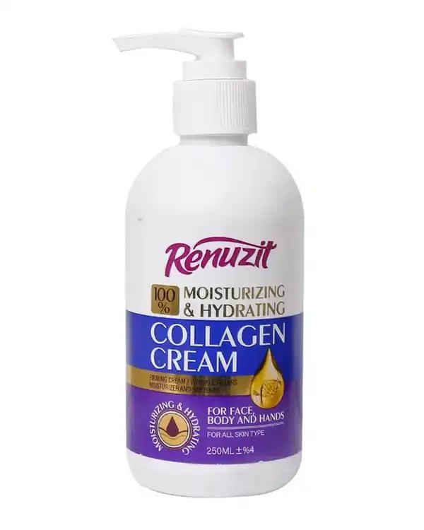 کرم مرطوب کننده و آبرسان صورت و بدن پمپی رینوزیت Renuzit حاوی کلاژن حجم 250ml