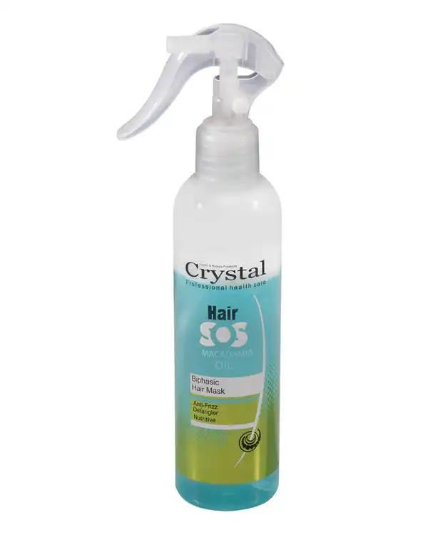 ماسک مو دو فاز آبرسان و ضد موخوره کریستال Crystal مدل SOS حاوی روغن ماکادمیا حجم 250ml