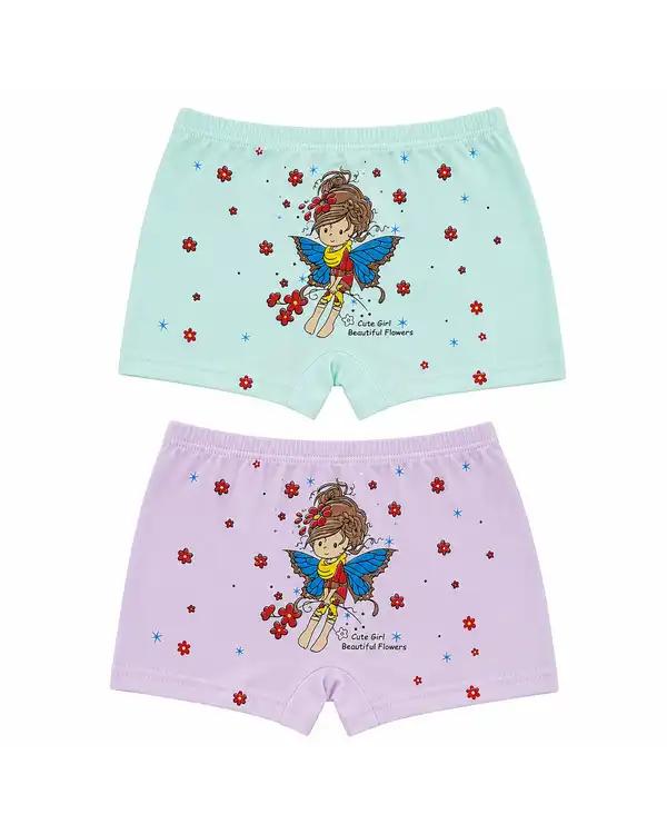 شورت دخترانه پادار آبی بنفش دلربا Delroba طرح فرشته مدل del38 بسته دو عددی