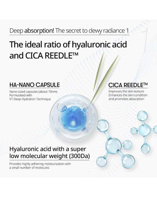 سرم پوست سرم هیالورونیک اسید وی تی VT مدل ریدل شات Hydrop Reedle Shot 100 حجم 50 میلی لیتر - تصویر 4