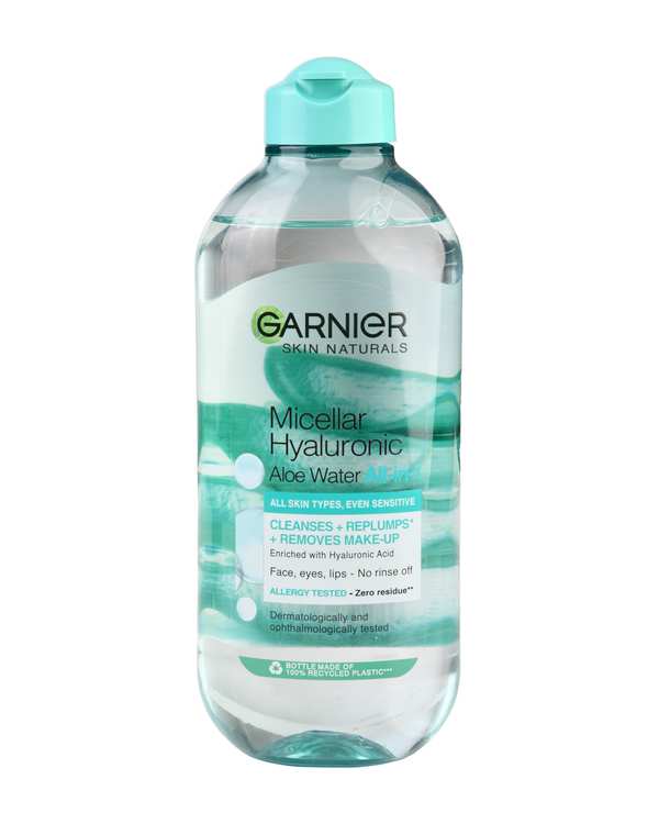 میسلار واتر پاک کننده آرایش گارنیه Garnier مناسب انواع پوست حاوی عصاره آلوئه ورا حجم 400 میلی لیتر