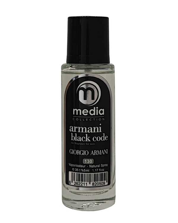 عطر جیبی مردانه مدیا Media مدل آرمانی بلک کد شماره 130 حجم 35 میلی لیتر