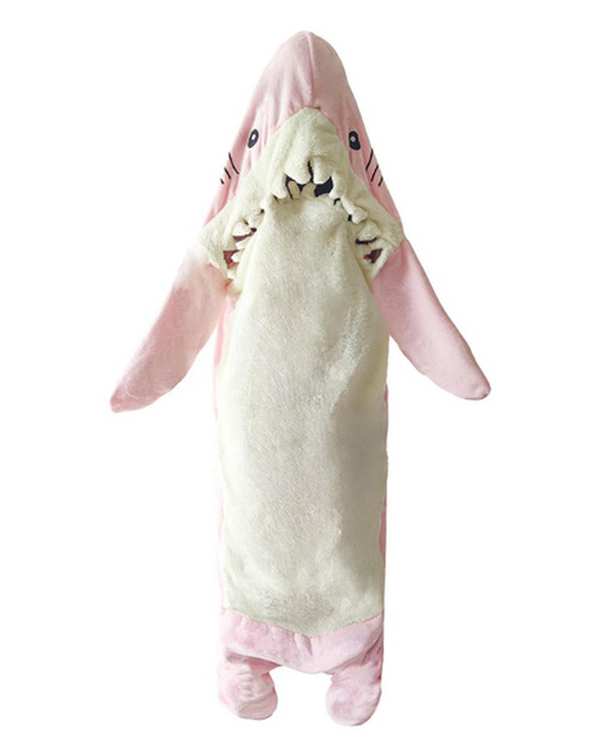 پتو مدل کوسه صورتی سایز 3 مناسب بزرگسالان از قد 150 تا 175 سانتی متر