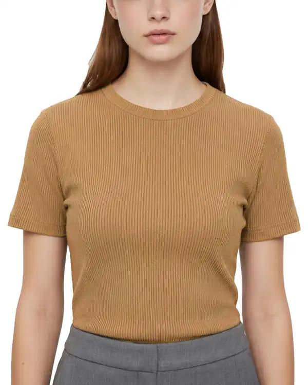 تیشرت کراپ زنانه کبریتی نسکافه ای آماهی Amahi کد 1006