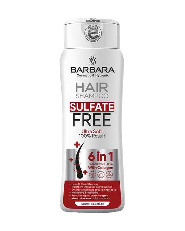 شامپو مو بدون سولفات باربارا Barbara مدل اولترا سافت Ultra Soft حجم 400 میلی لیتر