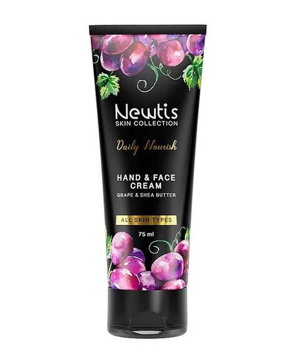 کرم مرطوب کننده و آبرسان قوی دست و صورت نیوتیس Newtis حاوی عصاره انگور و شی باتر حجم 75 میلی لیتر