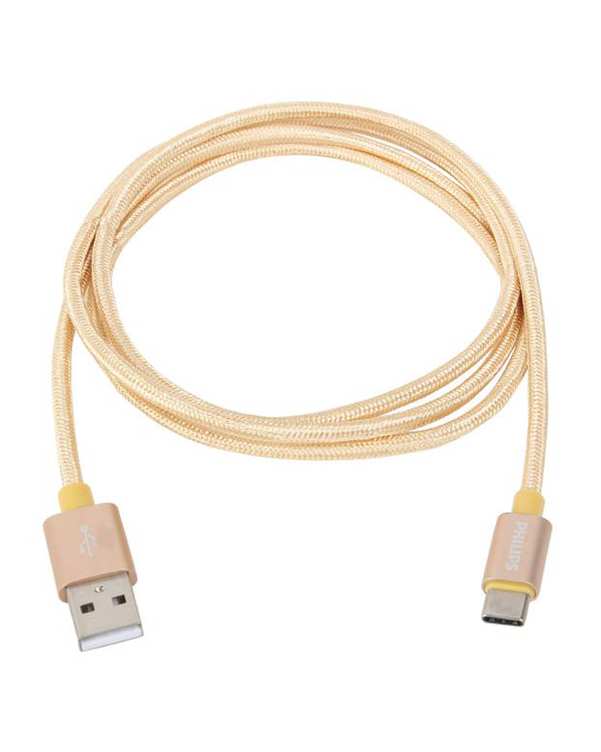 ​کابل تبدیل USB به USB-C طلایی مدل DLC2528G طول 1.2m​ فیلیپس