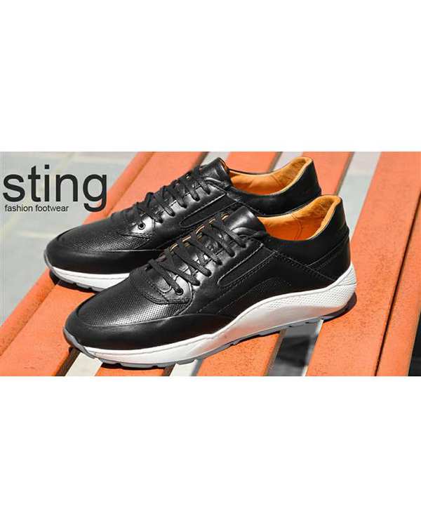 کفش روزمره مردانه کفش چرم مردانه کژوال مدل 950 مشکی استینگ Sting برند sting - تصویر 7