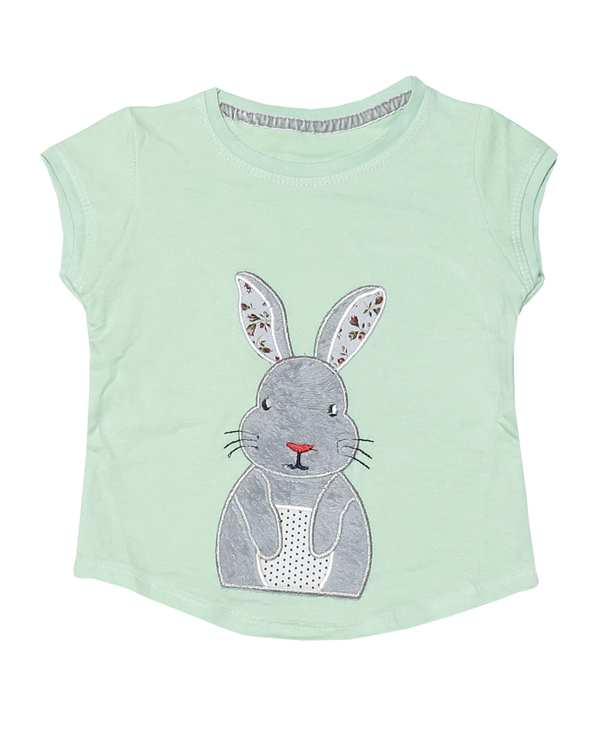 ست تی شرت و شلوار دخترانه مدل خرگوش کد 04 سبز نعناعی تربچه