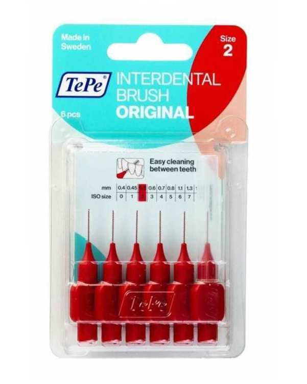 مسواک بین دندانی با برس نرم ته‏ په Original سایز 2 قرمز بسته 6 عددی