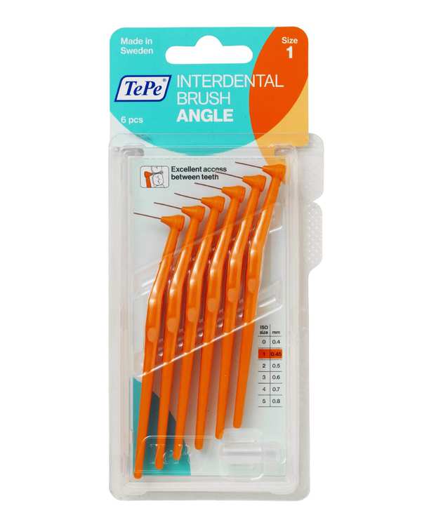 مسواک بین دندانی با برس نرم ته‏ په Angle سایز 1 نارنجی بسته 6 عددی
