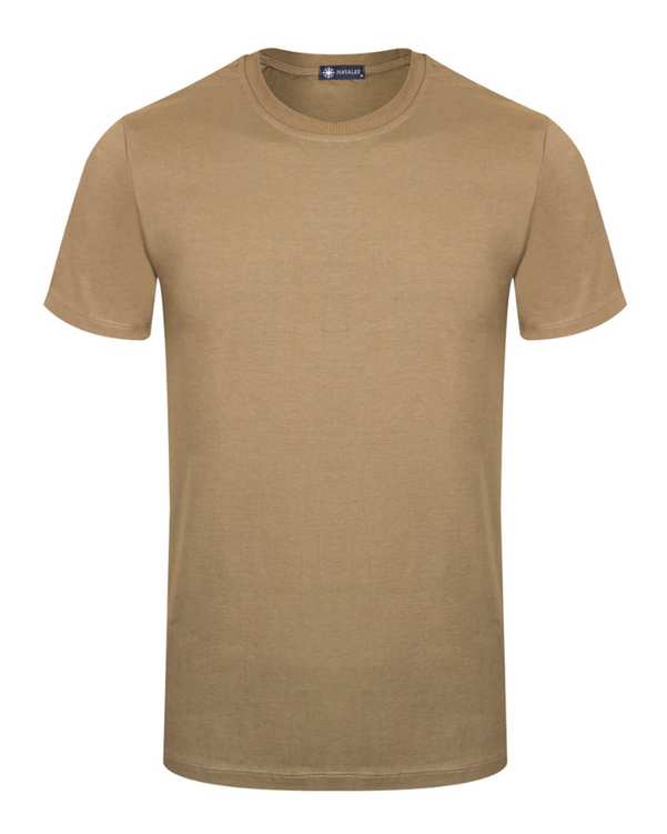 تی شرت مردانه سایز بزرگ نخی نسکافه ای ناوالس