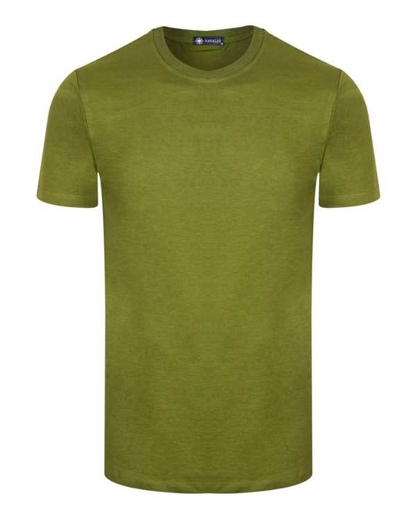 تی شرت مردانه سایز بزرگ نخی سبز ناوالس