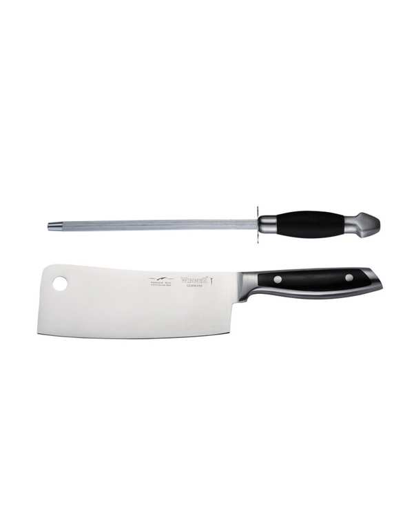 ست ساطور و چاقو تیز کن استیل آشپزخانه وینر مدل W.2.GG مشکی