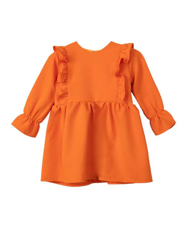 پیراهن دخترانه کرپ مدل نیلو نارنجی اف تی ام کیدز FTM Kids