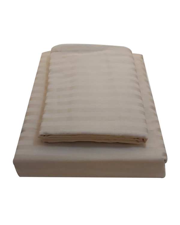 سرویس ملحفه ساتن ژاکارد مدل هتلی دو نفره سه تکه عرض 140 کرم ای اس اف ASF