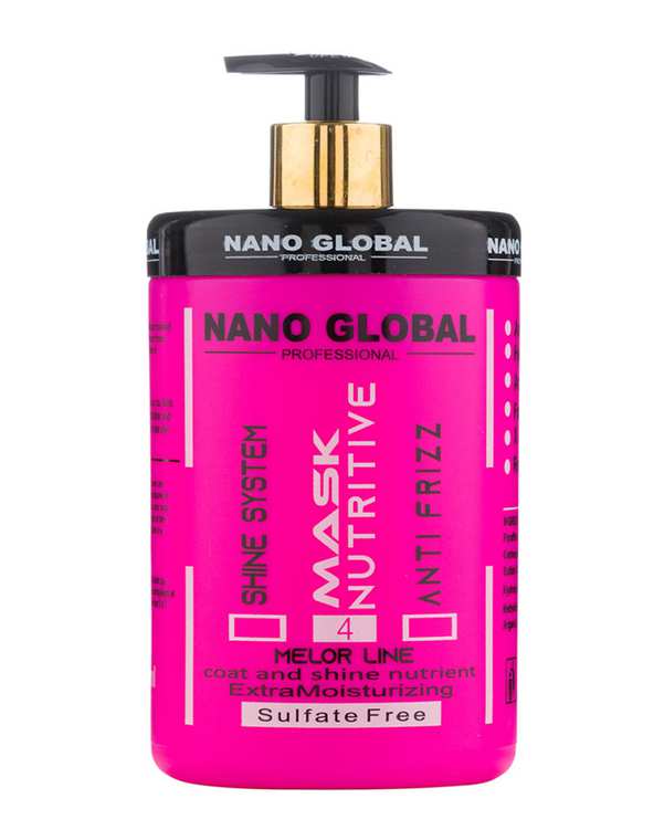 ماسک مو فاقد سولفات نانو گلوبال Nano Global مناسب موهای فر و مجعد 1000ml